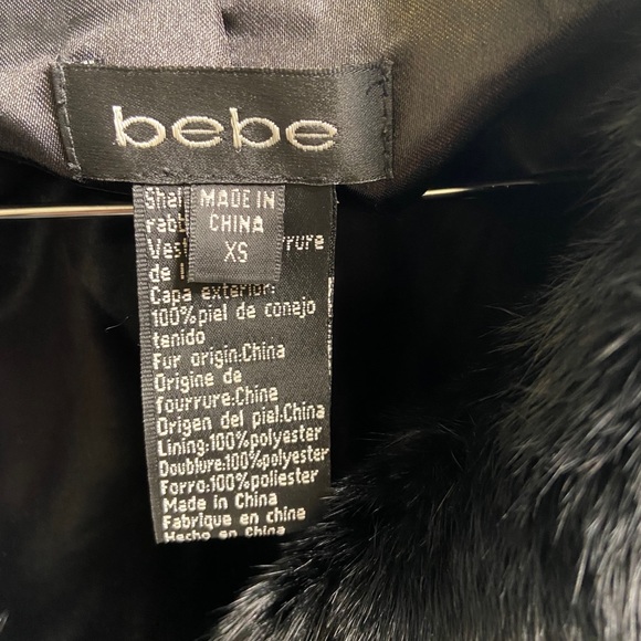 Bebe Rabbit Fur Cropped Coat Size XS - Picture 3 of 4